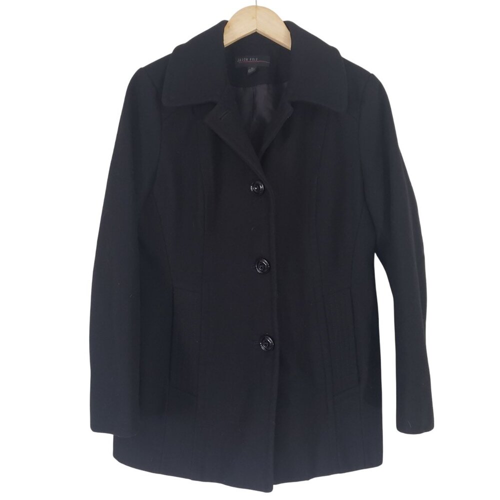 Jason Kole Womens Black Pea Coat Size M Classic Winter Old Money Cold Weather